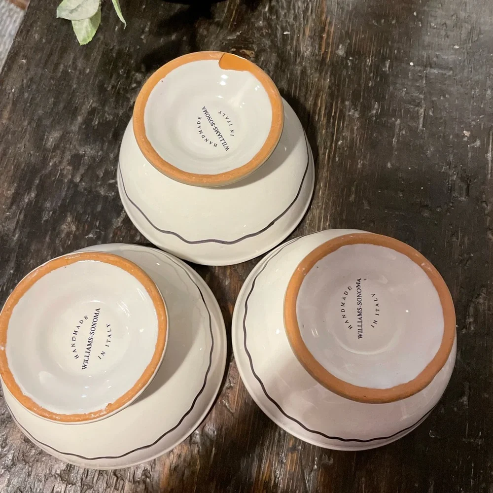 Williams Sonoma Olive Leaf Ceramic Dip/Sauce Bowls